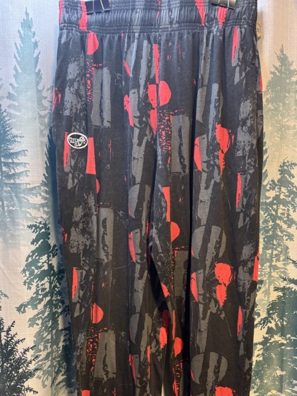 Vintage Otomix Sport Pants Mens XL Red Grey Abstract Weightlifting Bodybuilding